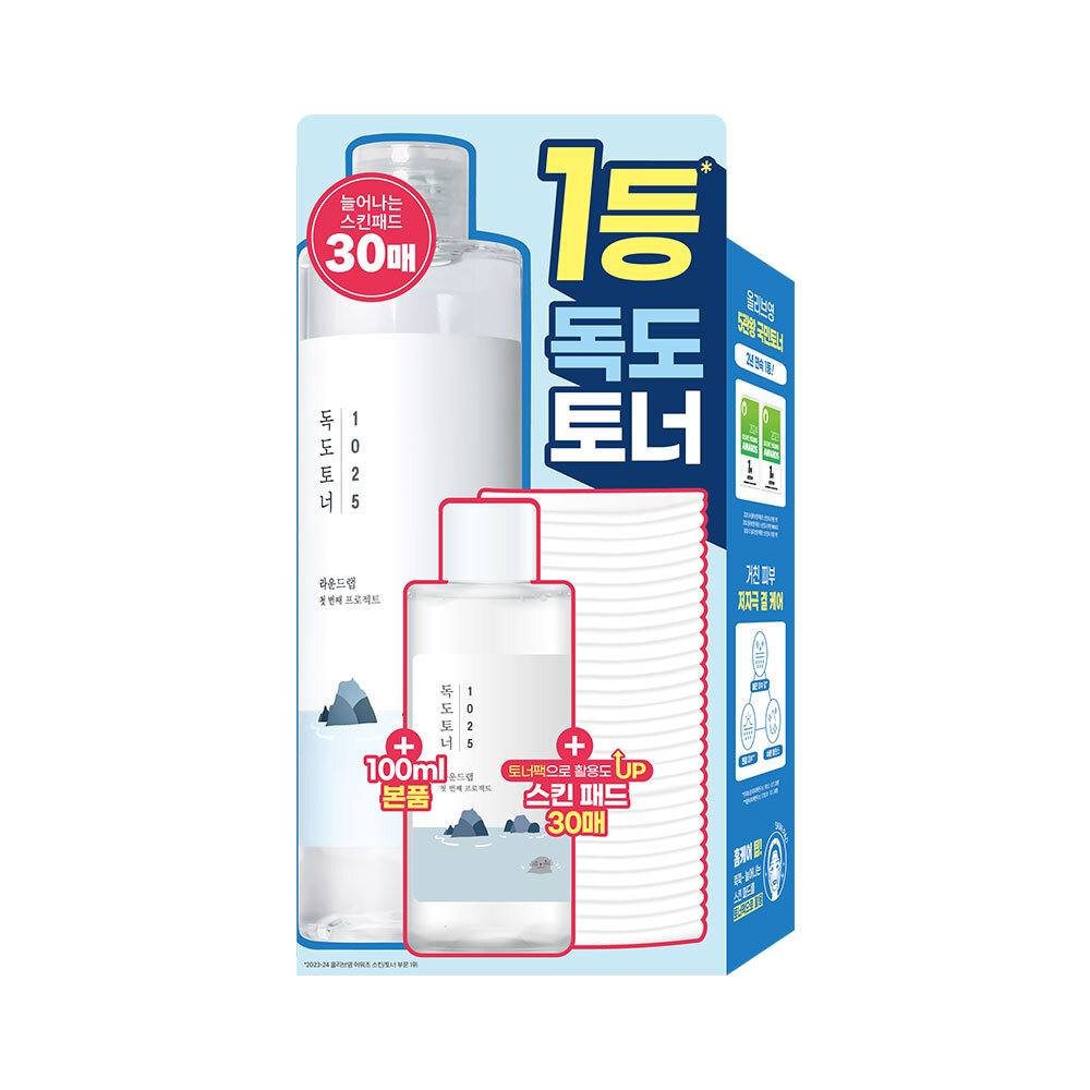 Round Lab 1025 Dokdo Toner 300ml Set (+ 100ml + Stretchable Skin Pad 30 Sheets)