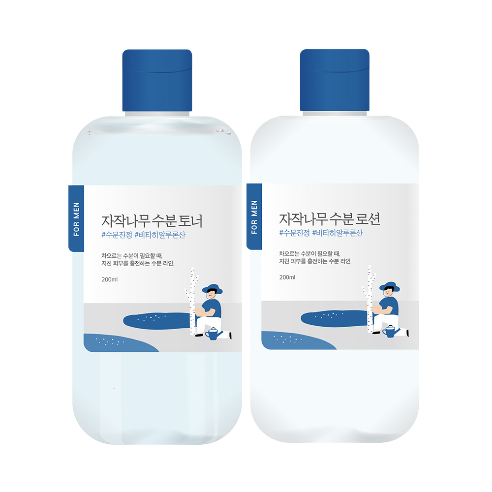 Round Lab for Men Birch Toner/Lotion 2-Piece Set (+40ml Shaving Foam)