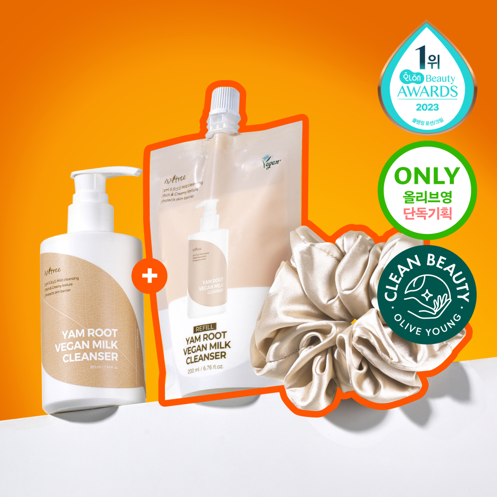 Iz & Tree Yam Vegan Milk Cleanser 220ml Special Set (+Refill 200ml + Scrunchie)